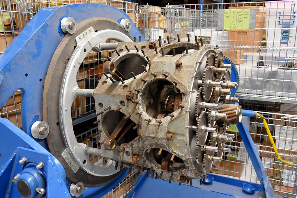 Bristol Beaufighter Hercules Engine Restoration Update - June 2022 12 Bristol Hercules engine placed in stand for stripping before removal of external gears