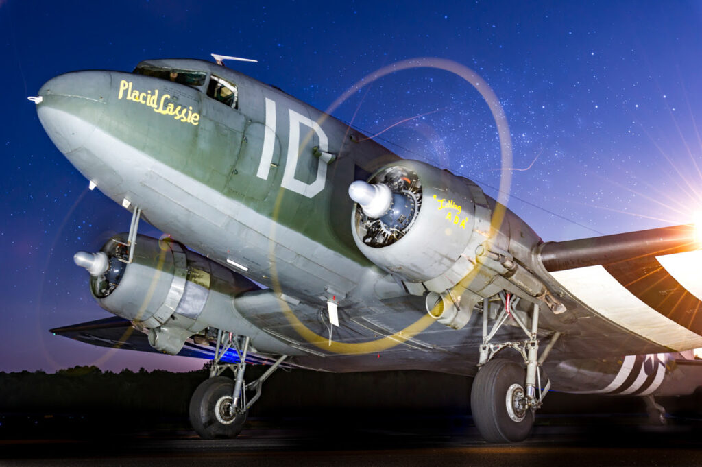 D-Day 80 Heroes Remembered Photography Events 11 C 47 Placid Lassie Night photoshoot