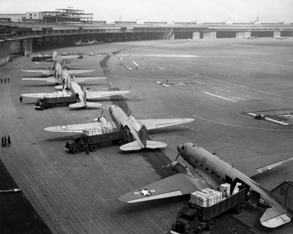 Today in Aviation History: First Flight of the Douglas C-47 Skytrain 15 C 47s at Tempelhof Airport Berlin 1948