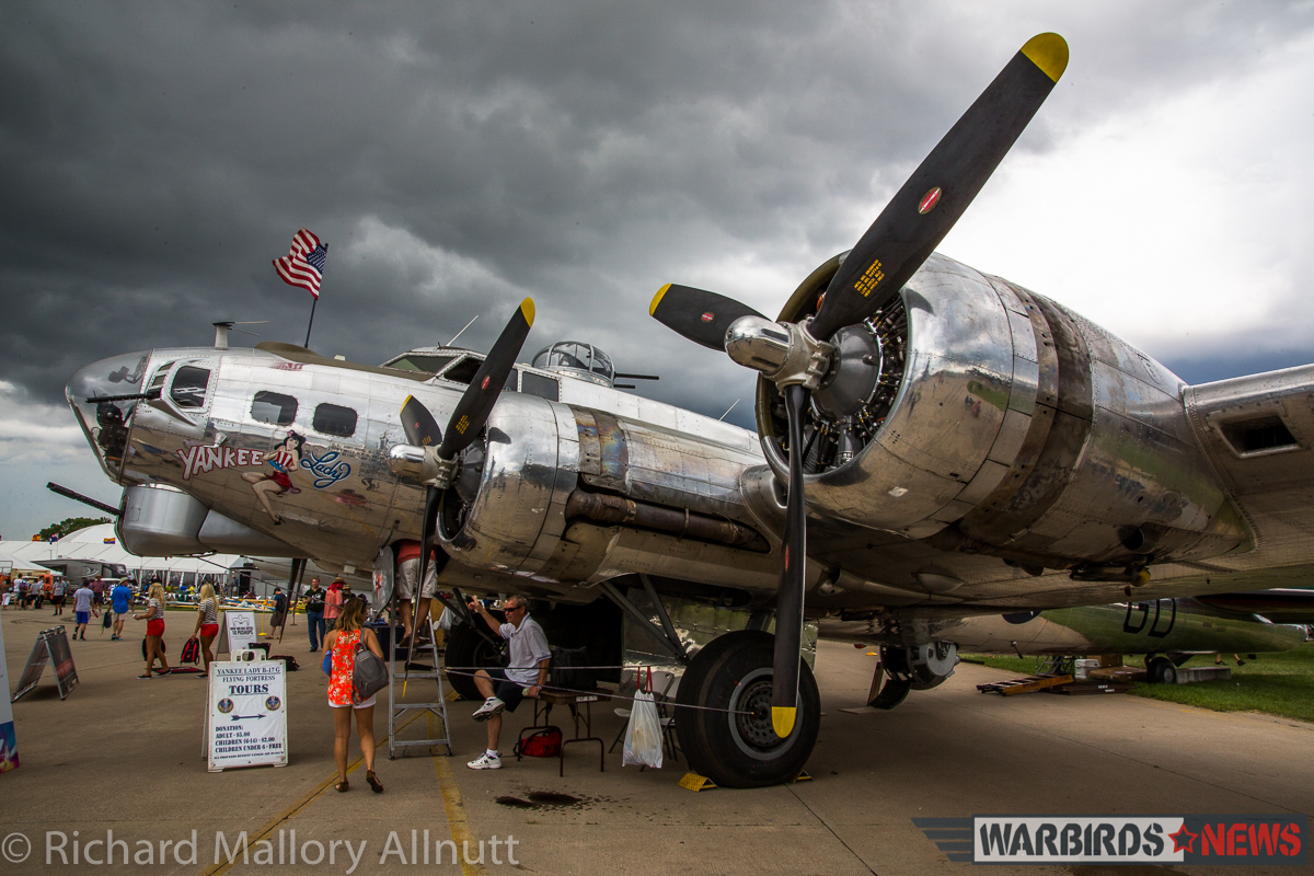EAA AirVenture Oshkosh 2016 Photos, Final Facts and Figures 32 The EAA's B-17G Aluminum Overcast, just before the big storm on Wednesday. (photo by Richard Mallory Allnutt)