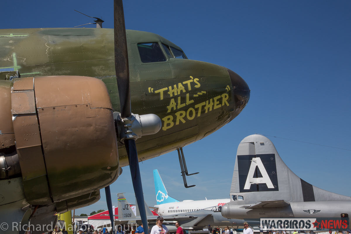 EAA AirVenture Oshkosh 2016 Photos, Final Facts and Figures 18 The CAF's D-Day lead ship C-47, 'That's All Brother' was on public display. Visitors were able to tour her cabin, and this included Doolittle Raider, Col. Dick Cole, who paid a brief visit. (photo by Richard Mallory Allnutt)