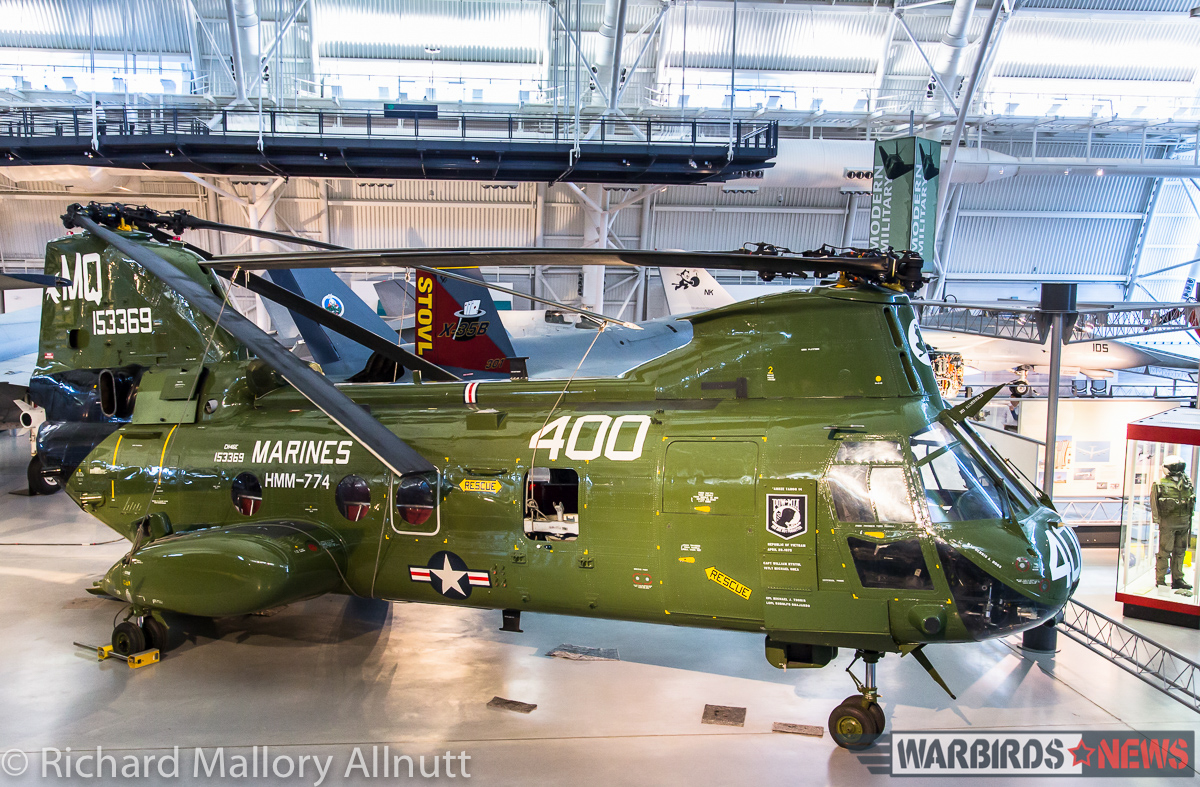 Smithsonian's Udvar-Hazy Center Features Two New Aircraft 22 The National Museum of the US Marine Corps CH-46 on long term loan at the Udvar-Hazy Center. (photo by Richard Mallory Allnutt)