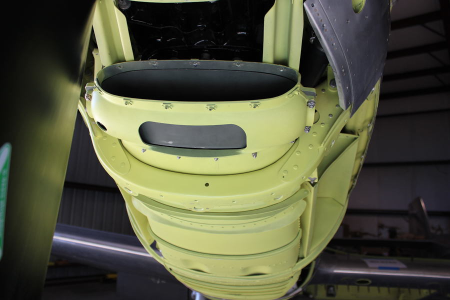 XP-82 Twin Mustang - October, 2017 - Restoration Update 26 The carburetor air intake barrel; newly completed, and installed on the right engine. (photo via Tom Reilly)