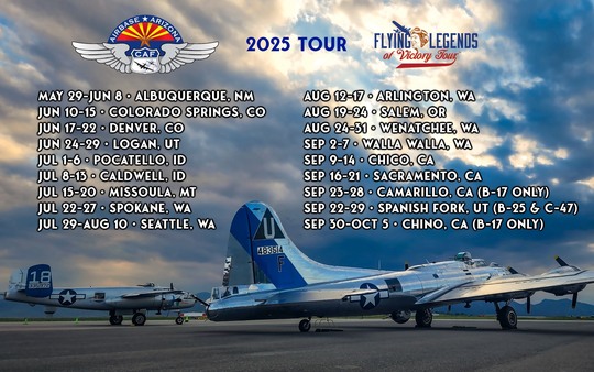 CAF Airbase Arizona Announces 2025 'Flying Legends of Victory' Tour Dates 13 CAF Airbase Arizona 2025 Flying Legends of Victory