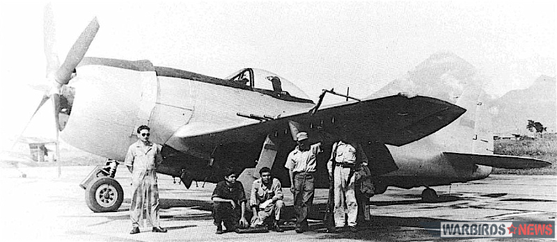 A P-47 Thunderbolt Survivor's Latin American Story 12 The Sulfur at La Aurora air base in Guatemala City in july 1954. The campesino-soldier of the Liberation Army at the right was its guardian. (photo via Augusto de León Fajardo)