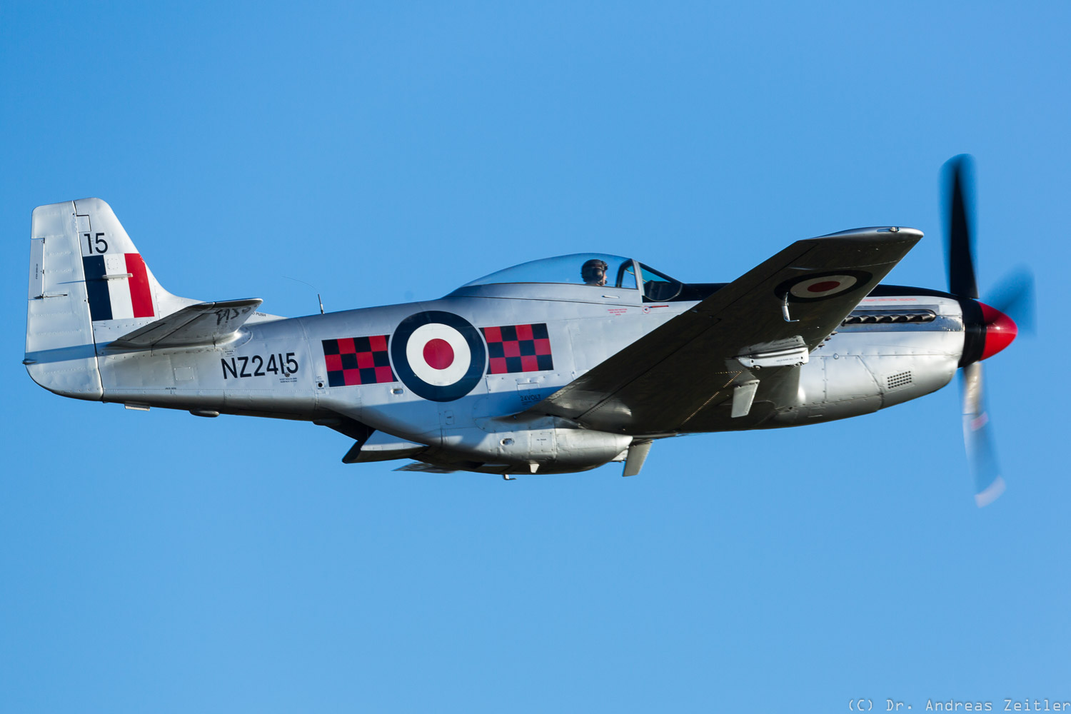 Outstanding Omaka! 20 A RNZAF Mustang off to take out the V-1 with the Spitfire Mk.IX. (photo by Anders Zeitler)