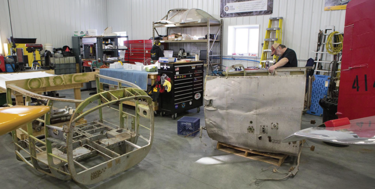 Cadet Air Corps Museum AT-10 Restoration Project 17 Guy Gorman looks over what there is to start the process.