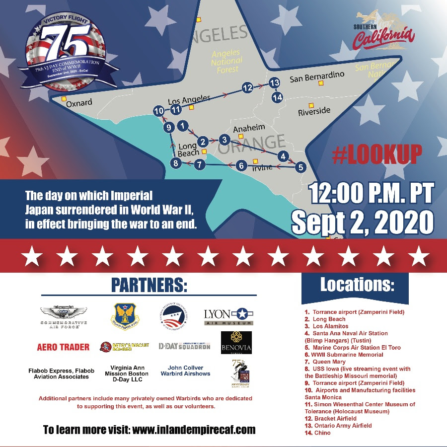 D-Day Squadron Participates in VJ Day 75th Commemorative Flyover 11 California WWII flyover
