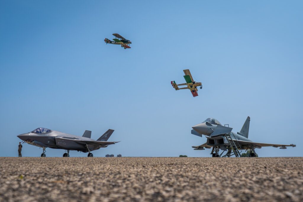 Italian Air Force Centenary Air Show 42 Caproni and F 35 copy