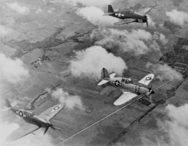 The Last of the Japanese Thunderbolts, The Story of Planes of Fame's Mitsubishi J2M Raiden 12 Captured J2M with F6F Hellcat and Seafire over the Philippines 1945 Wikimedia Commons 1