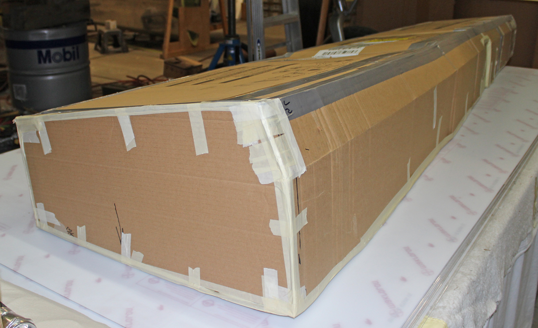 XP-82 Twin Mustang - Feb.-April, 2015 - Restoration Update 18 Cardboard fuel tank patterns. (photo via Tom Reilly)