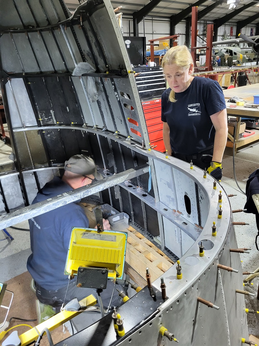 Avro Lancaster B.VII NX611 ‘Just Jane’ – Restoration Update 250 17 Chris fettling the penultimate former in the nose of NX611