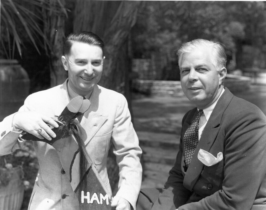 P-51C Thunderbird, A Spiritual Tribute 11 Cliff Henderson left with Ham mascot of Los Angeles Breakfast Club and cowboy actor Hoot Gibson