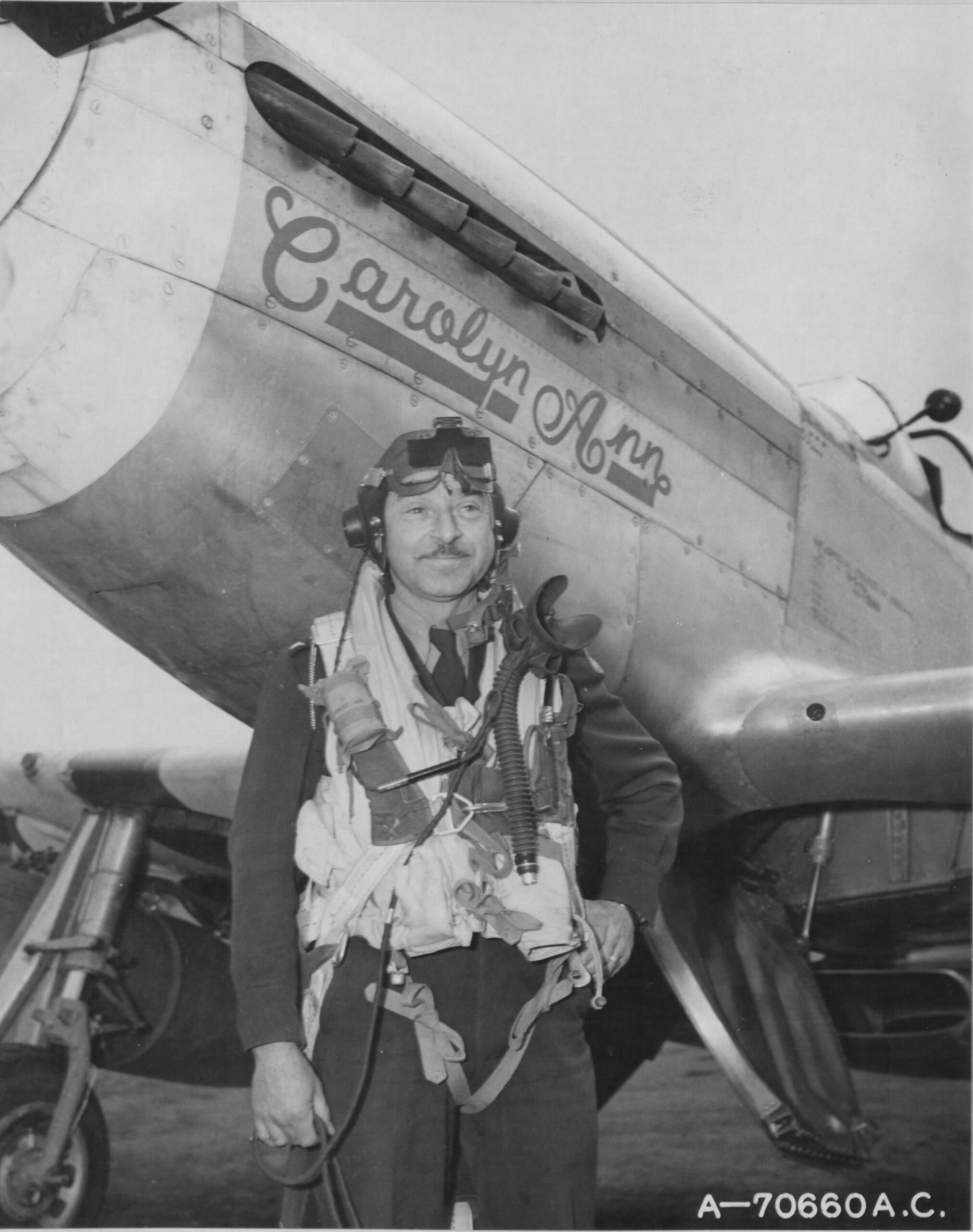 The Fighting Scouts of The Eight Air Force 11 Col. Budd Peaslee Commanding Officer Scouting Force Experimental with his P 51D Mustang 44 13283 YF A Carolyn Ann named for his daughter scaled