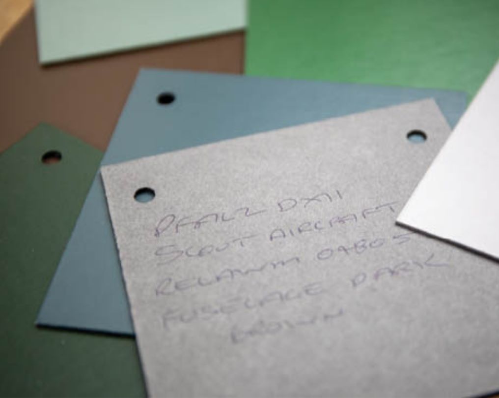 World War I Aircraft Restorations at Seattle's Museum of Flight 27 Color sampler used to illustrate the shades of paint for the museum s Pfalz D.XII Museum of Flight Photo by Sean Mobley 1