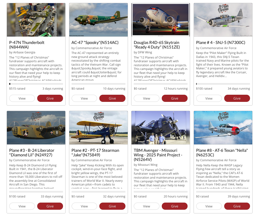 Commemorative Air Force Launches Annual “12 Planes of Christmas” Fundraising Campaign 11 Commemorative Air Force Launches Annual 12 Planes of Christmas Fundraising Campaign