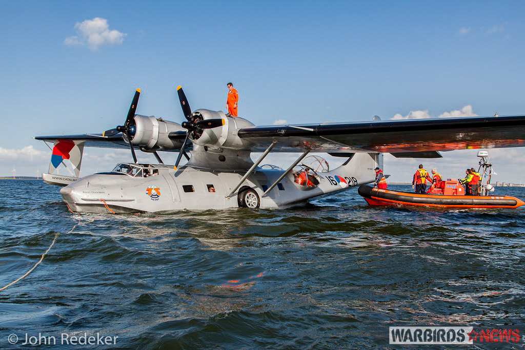 Splashdown For World's Oldest Flying Catalina 13 PBY-5A on the IJsselmeer. (photo by John Redeker)