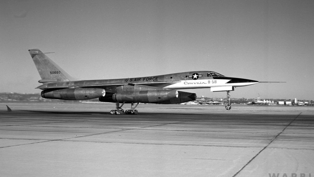 Today in Aviation History - First Flight of The Convair XB-58 13 Convair XB 58 Hustler 55 0660 rotates during a high speed taxi test. Code One
