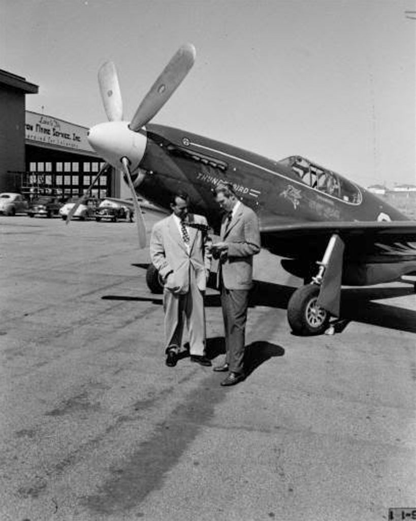 P-51C Thunderbird, A Spiritual Tribute 13 Copy of Allan Grant LIFE MagazineJoe De Bona and James M. Stewart with Thunderbird a North American Aviation P 51C Mustang N5528N April 1949.