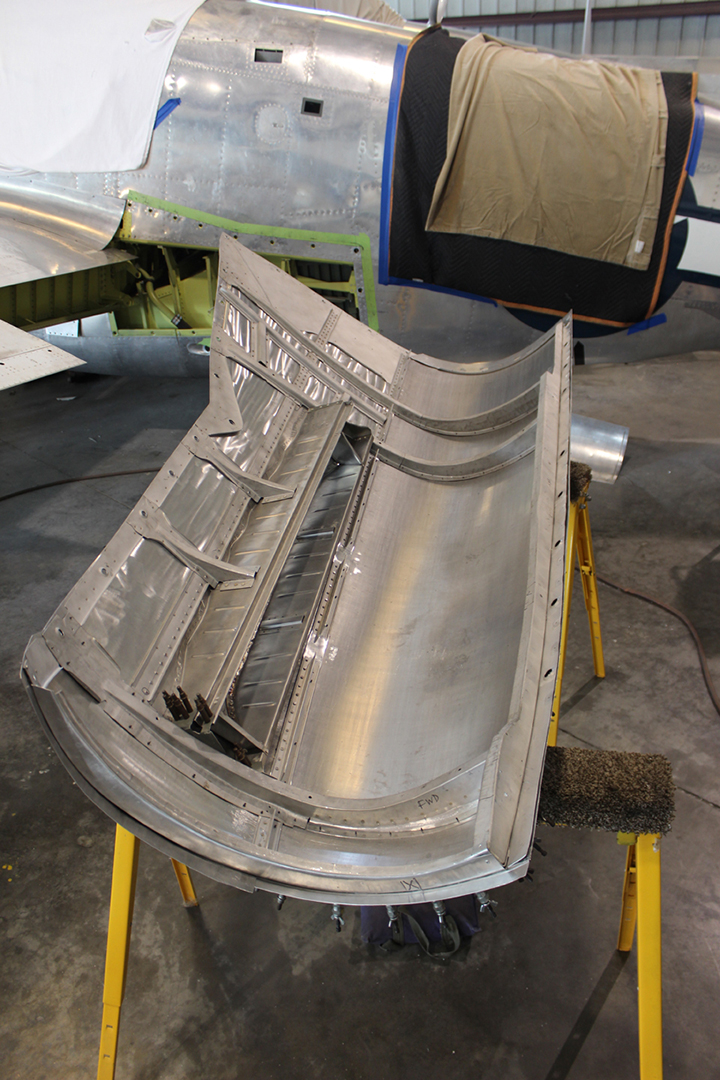 XP-82 Twin Mustang - June, 2017 - Restoration Update 12 Left top cowling, interior view. (photo via Tom Reilly)