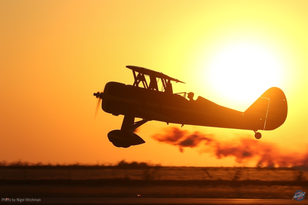 The Caldwell Collection Opens at Mustang Field in El Reno, Oklahoma 24 Curtiss Wright B14R sunset