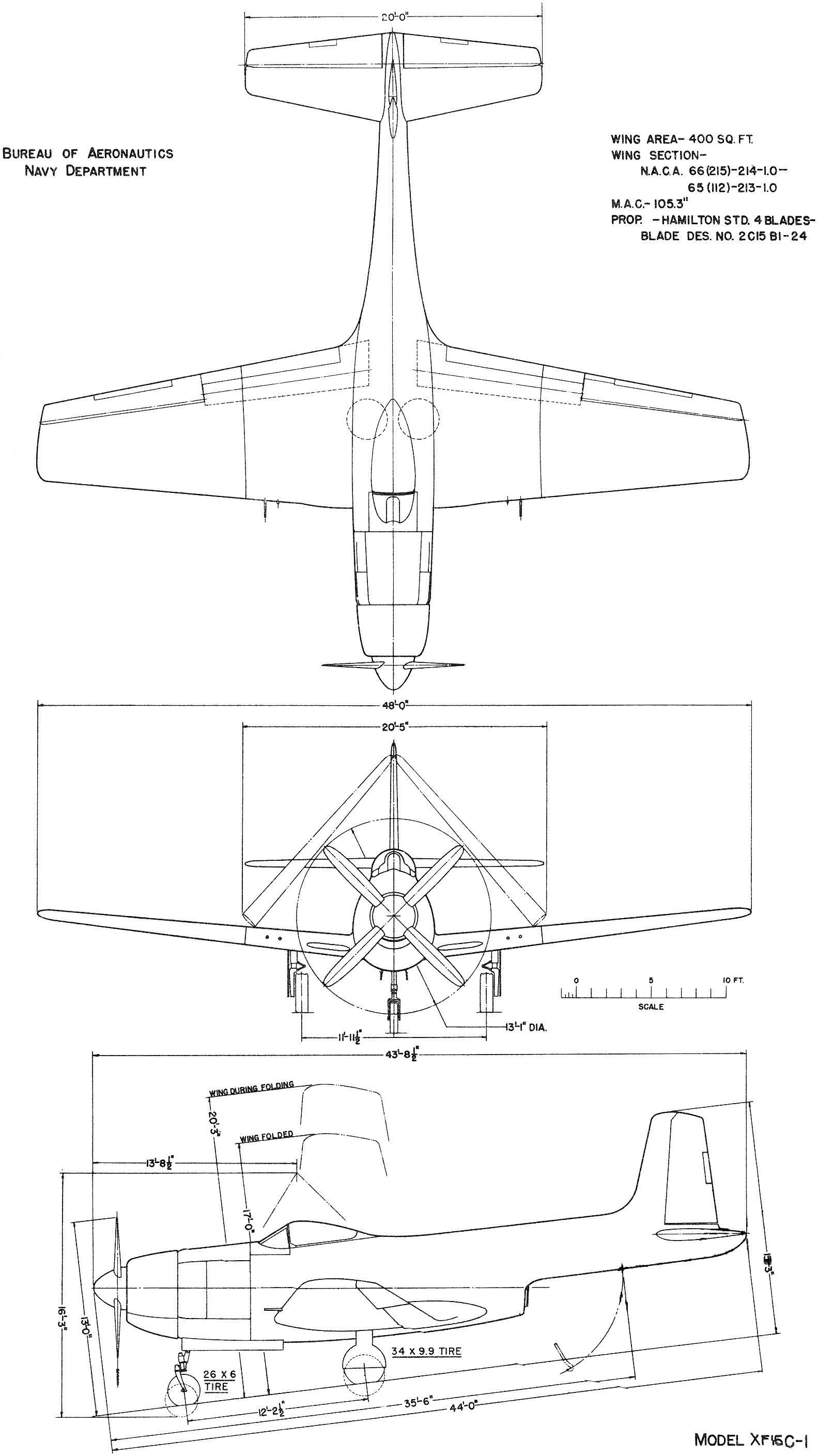 Today in Aviation History: First Flight of the Curtiss XF15C 12 Curtiss XF15C 1 3 view line drawing