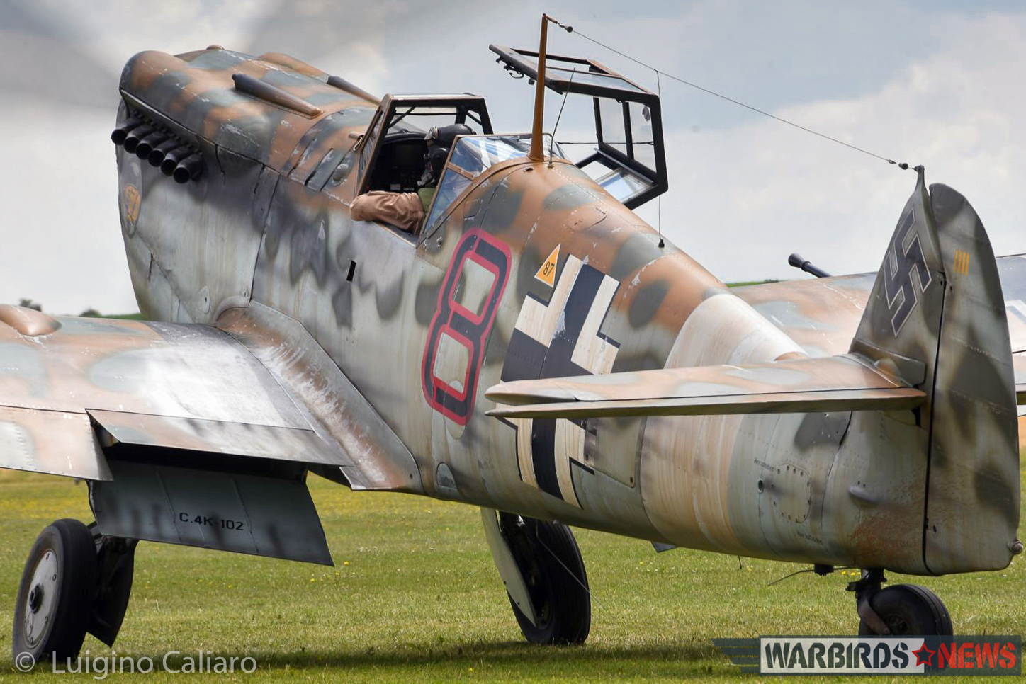 Flying Legends 2017 - Air Show Report 32 ARCo's Hispano Buchon mocked up in desert cammo as a JG27 Bf 109E. (photo by Luigino Caliaro)