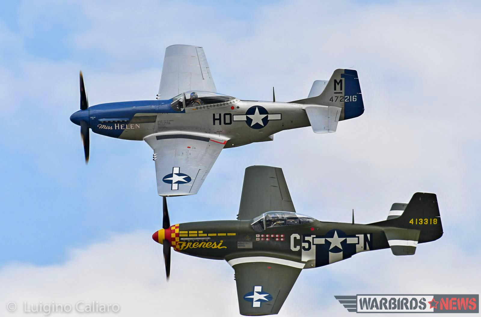 Flying Legends 2017 - Air Show Report 43 A magnificent closeup showing two of the many Mustangs at the show in tight formation. (photo by Luigino Caliaro)