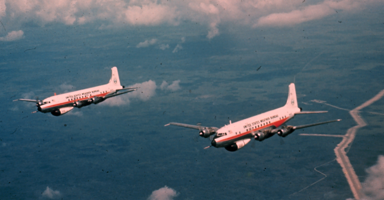 The History of The Hurricane Hunters 10 DC 6s US Weather Bureau in flight