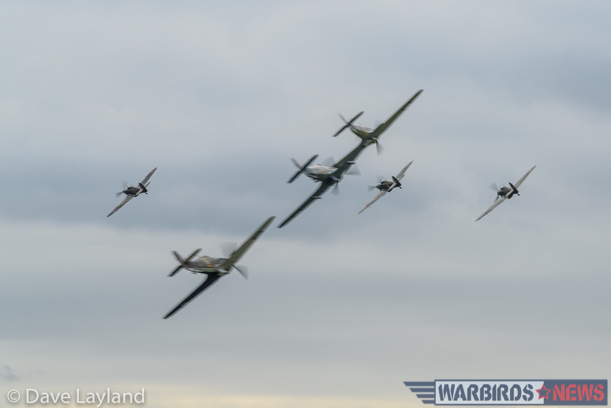 Duxford - Battle of Britain Air Show Report 19 Six Hurricanes perform a tail chase. This sight has probably not been seen since the end of WWII. (photo by Dave Layland)