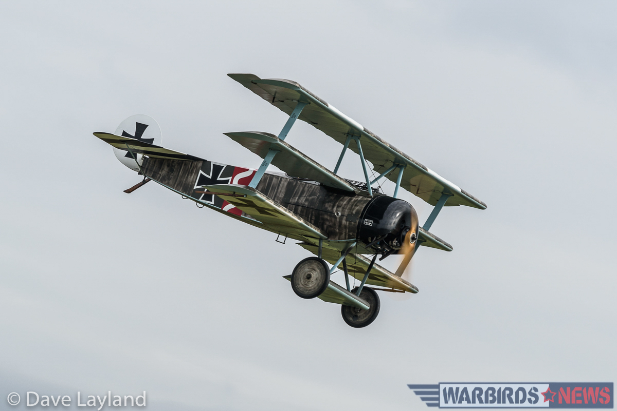 Duxford - Battle of Britain Air Show Report 18 Great War Display Team's Fokker Dr.I approaching to land. (photo by Dave Layland)