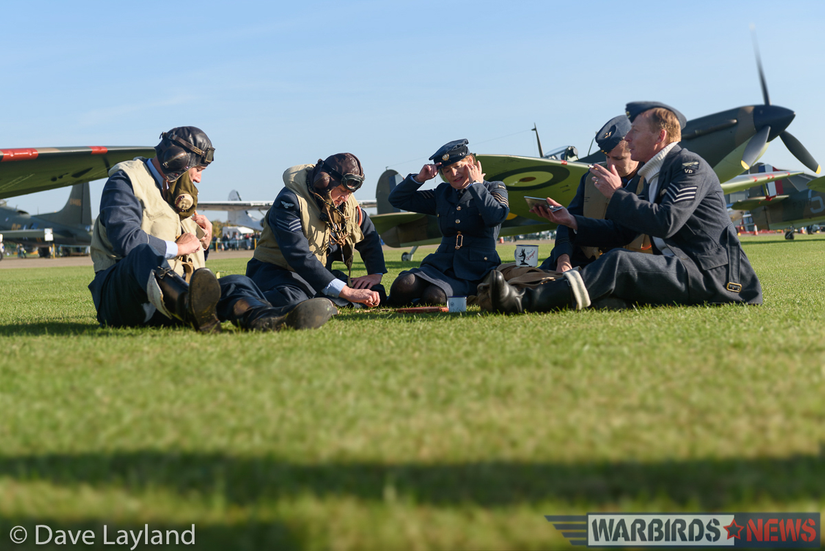Duxford - Battle of Britain Air Show Report 35 Re-enactors with aircraft. (photo by Dave Layland)