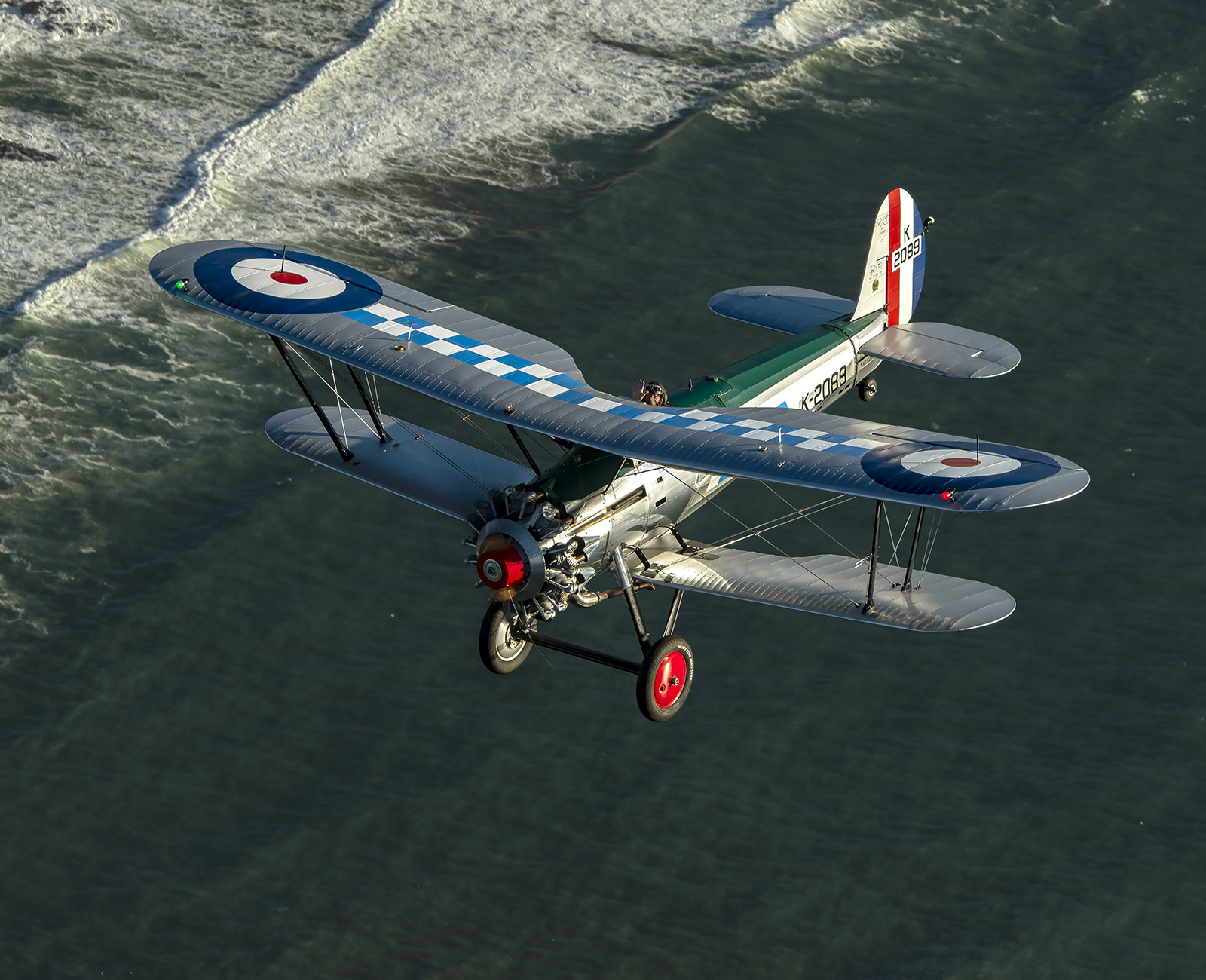 A Bristol Bulldog Biplane Fighter is Once Again in the Sky 13 DLeininger Storos Waves From the Bulldog 20 X 16 LR 1