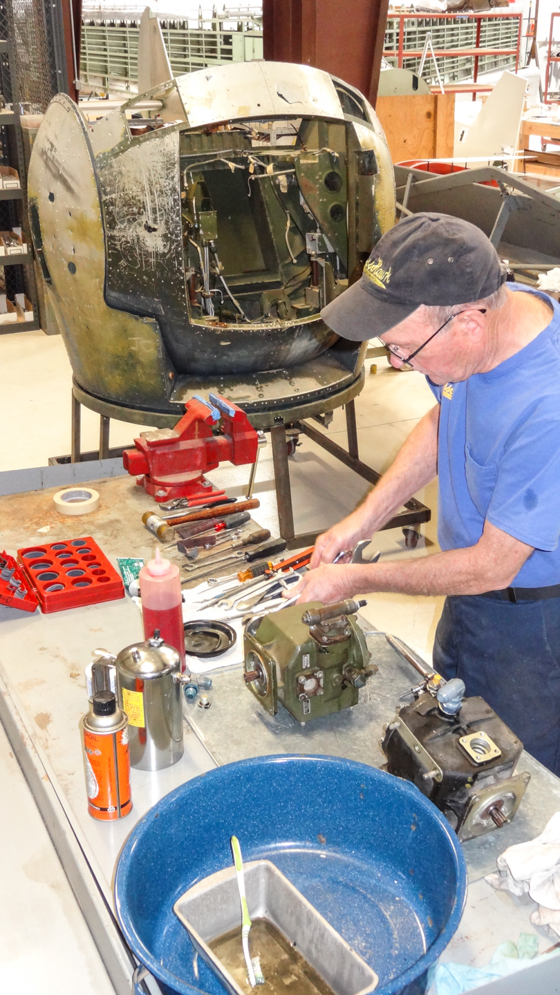 Privateer Airborne 56 The unusual Erco gun turret which was once installed on US Navy Privateers is under restoration for a client whose interests lie in aircraft armament systems. Perhaps one day a similar turret will find its way onto the Privateer, but for now it retains its Coast Guard guise. (GossHawks Unlimited photo)