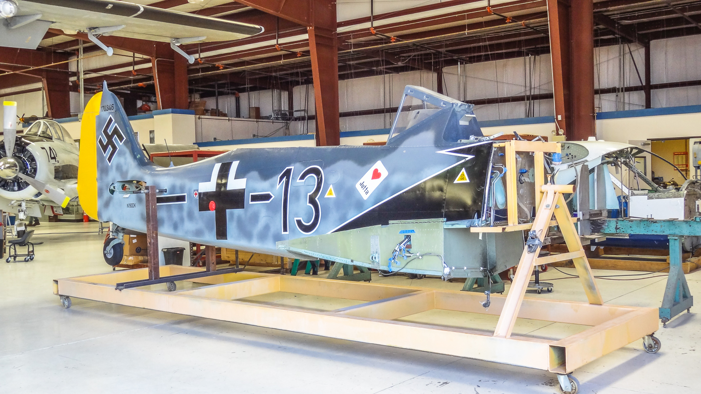 FW-190 First Flight At GossHawk Unlimited!!! 18 The fuselage, painted to represent the Fw-190 which 'Pips' Priller flew over the D-Day beaches on June 6th, 1944. Primer and his wingman were the only German fighter pilots to fly over the beaches that day... (photo via GossHawk Unlimited)