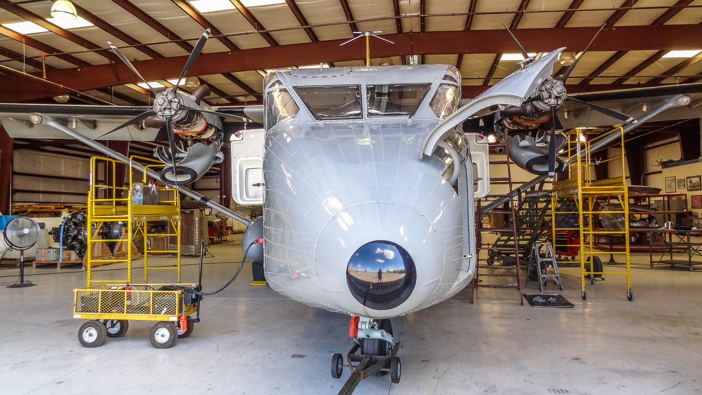 FW-190 First Flight At GossHawk Unlimited!!! 92 One of the Shorts C-23B Sherpas undergoing regular maintenance at GossHawk Unlimited. (photo via Lindsey Goss)