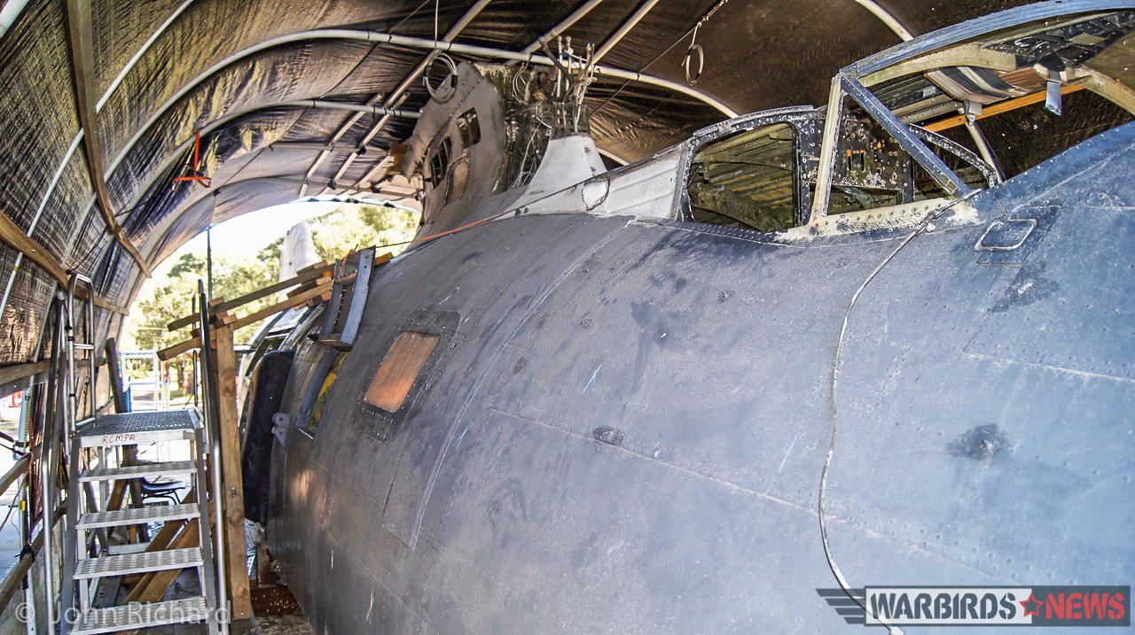Rathmines Catalina Restoration Update - June, 2017 13 Starboard side, with a view of stripped cockpit. (photo by John Richard)