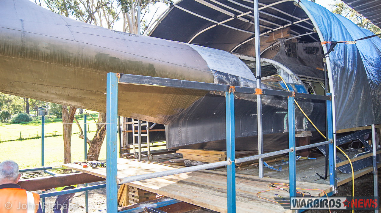 Rathmines Catalina Restoration Update - June, 2017 19 Rear work deck construction - to allow easier & safer conditions whilst working on the rear of fuselage. (photo by John Richard)