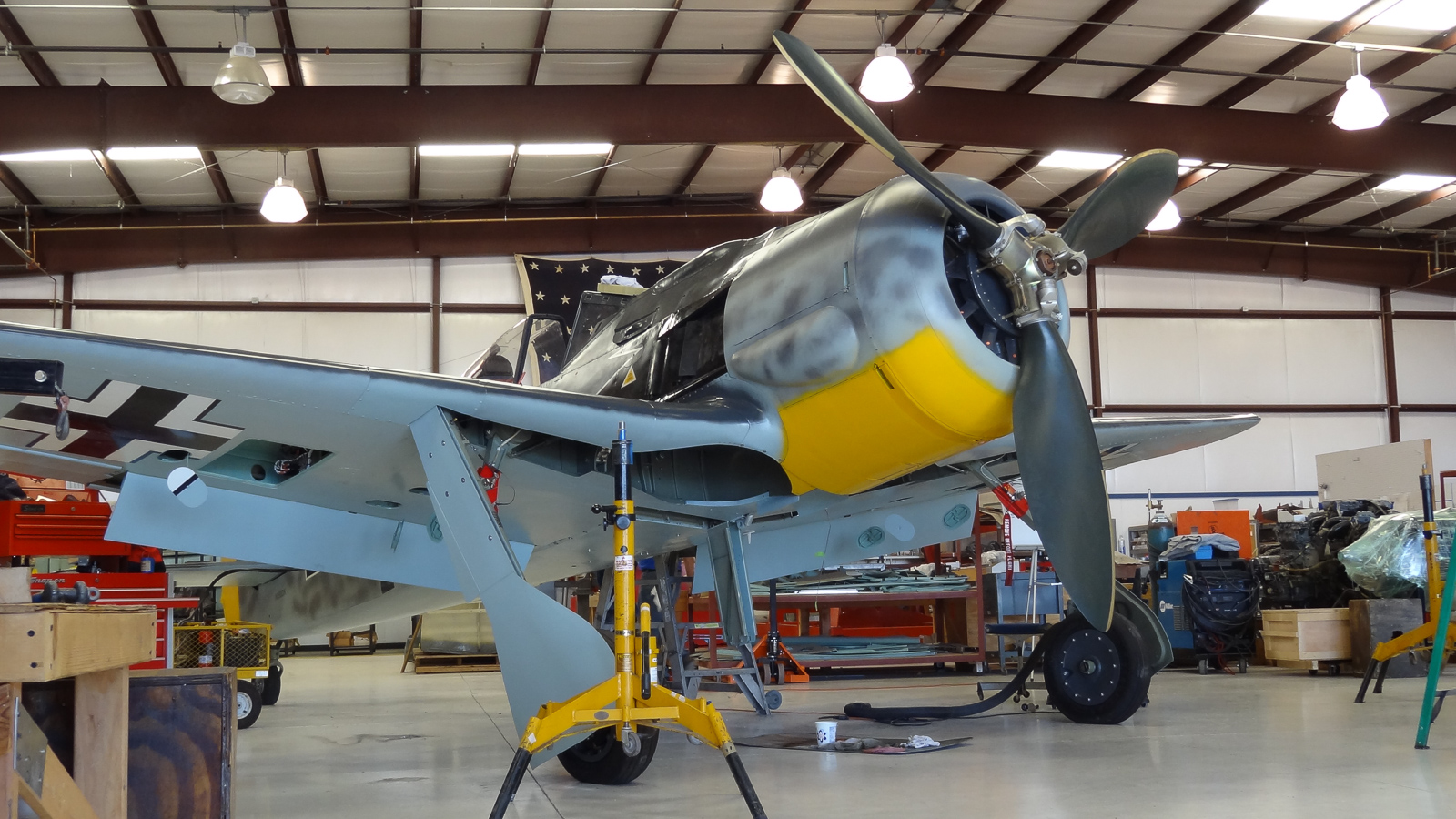 FW-190 First Flight At GossHawk Unlimited!!! 64 Propeller in place! (photo via GossHawk Unlimited)