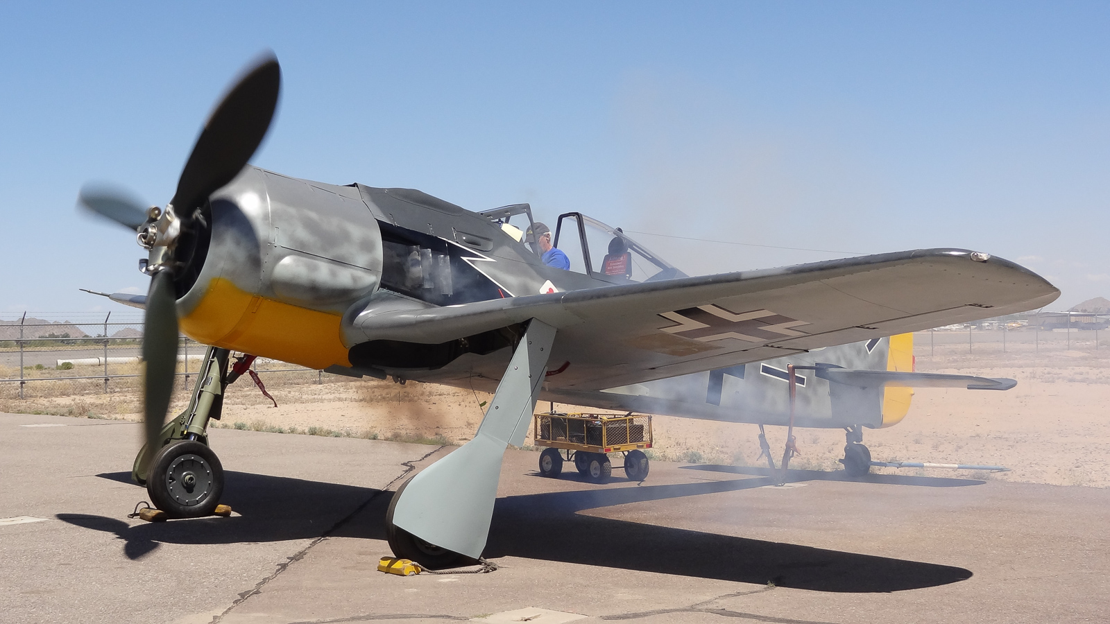 FW-190 First Flight At GossHawk Unlimited!!! 69 Engine tests with the cowling on. (photo via GossHawk Unlimited)