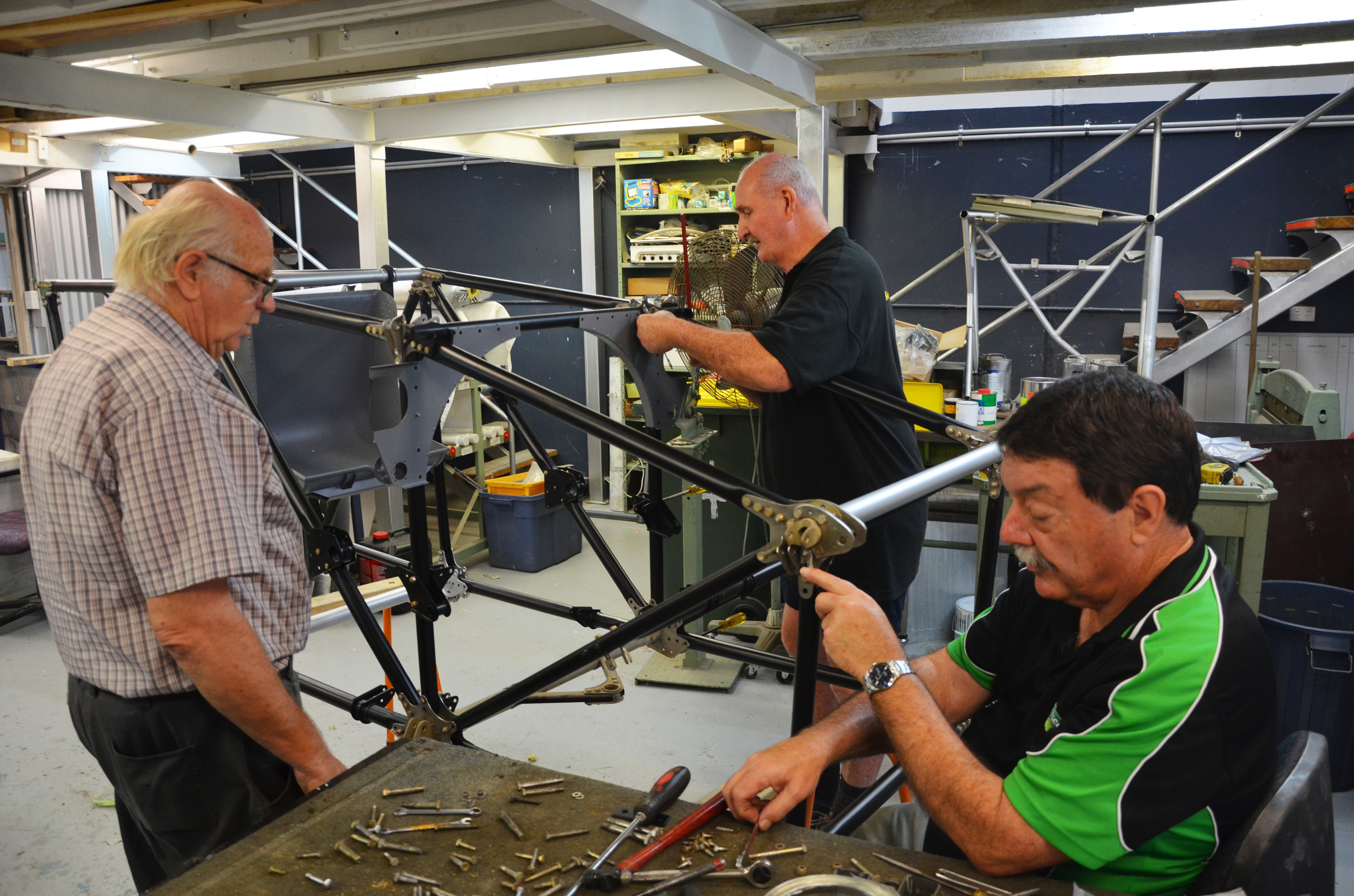 Hawker Demon Resurrected in Australia 11 The restoration team is working on the Demon's rear fuselage structure.