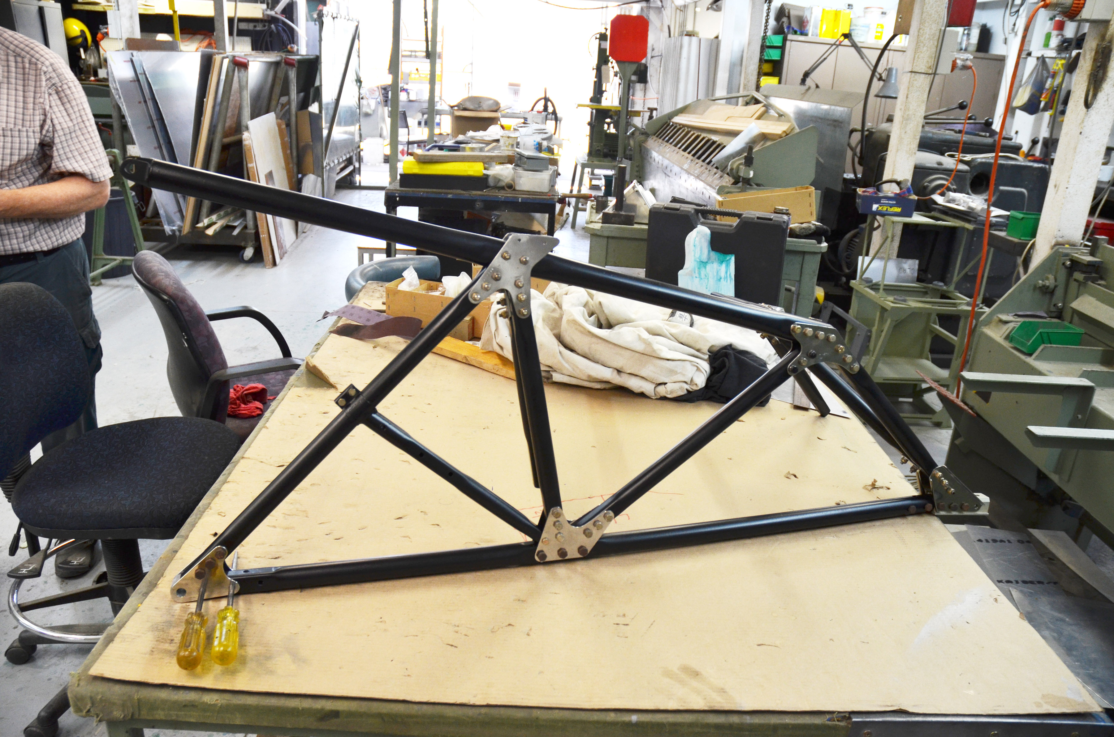 Hawker Demon Resurrected in Australia 14 A section of tubing structure. You can clearly see the stainless steel "fish plates" connecting the tubes together.