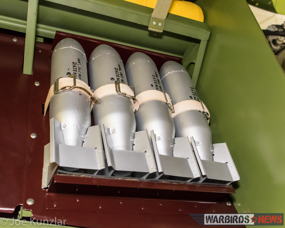 All-Access Tour of FHC's Superb North American B-25J Mitchell 17 The silver-painted signal flares stowed in their rack. (photo by Joe Kunzlar)