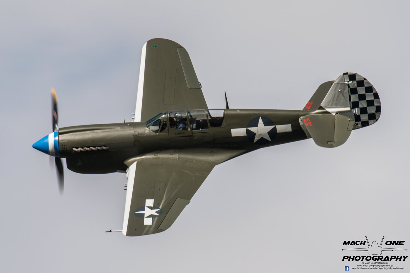 Kyneton Airshow – Spread Your Wings 19 Doug Hamilton's P-40N Warhawk making a topside pass.