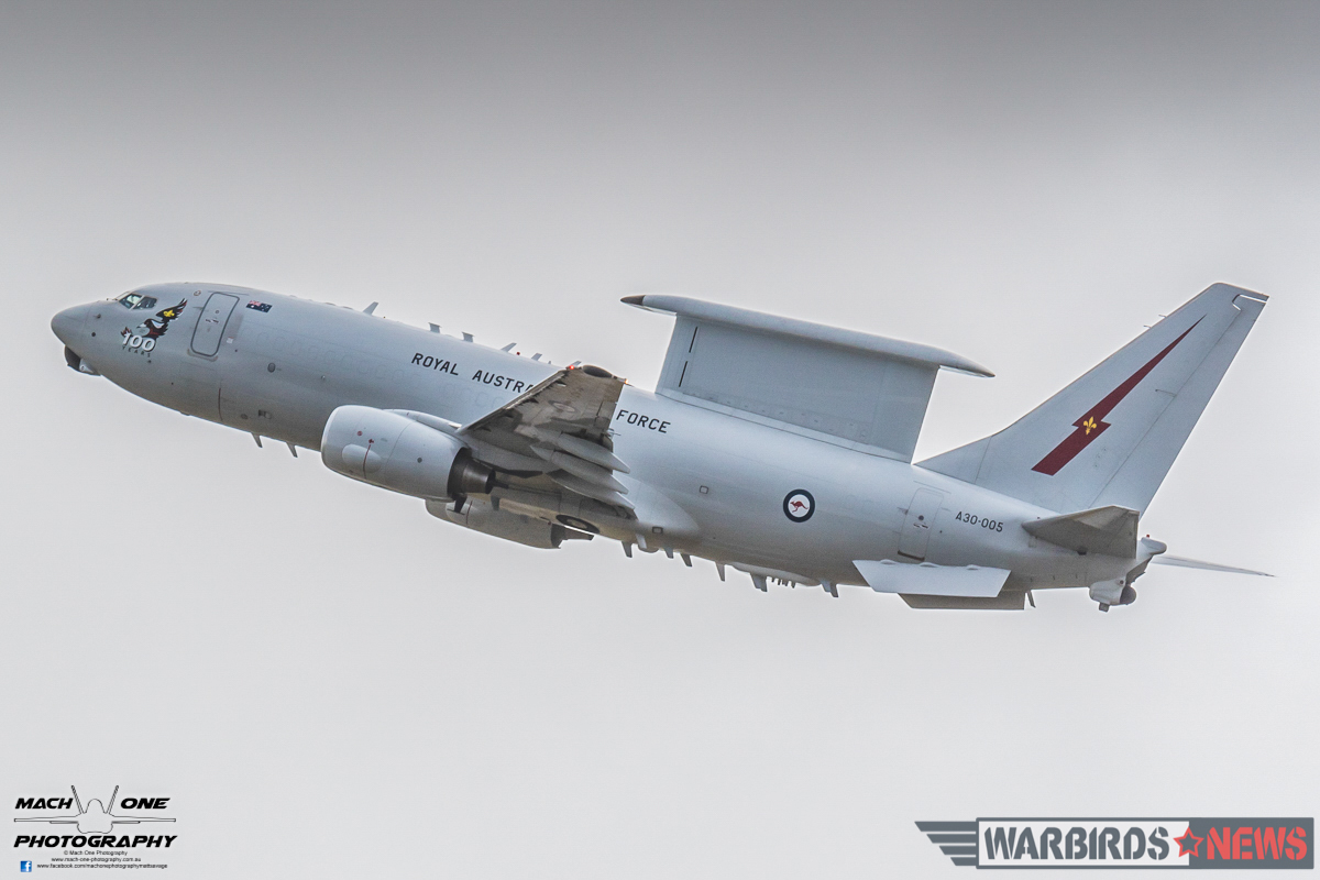 Australia’s Centenary Squadrons – A Celebration of 100 Years Defending The Country 17 A Boeing E-7A Wedgetail departing from RAAF Williamtown to make a flypast during the parade. (Photo by Matt Savage/Mach One Photography)