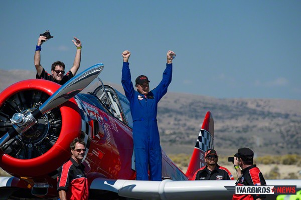 2013 Reno Air Races: The Fifth and Final Day of Racing 14 Dennis Buehn in his T6 #43 Midnight Miss III, winner of the T-6 Gold Race. (Image Credit: Moose Peterson)