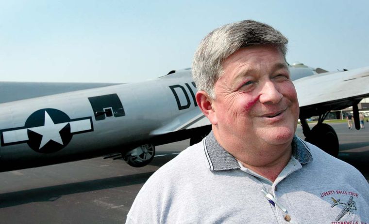 B-17 Liberty Belle Restoration - Don Brooks Interview 30 Don Brooks smiling beside Liberty Belle in happier times.
