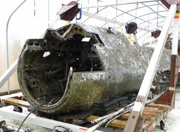 New Dornier Do-17 Exhibit at RAF Museum Hendon 10 The Dornier Do-17 forward fuselage undergoing spray treatment in one of the desalination tents at RAF Museum Cosford this past December. (photo credit: © Trustees of the Royal Air Force Museum 2014)