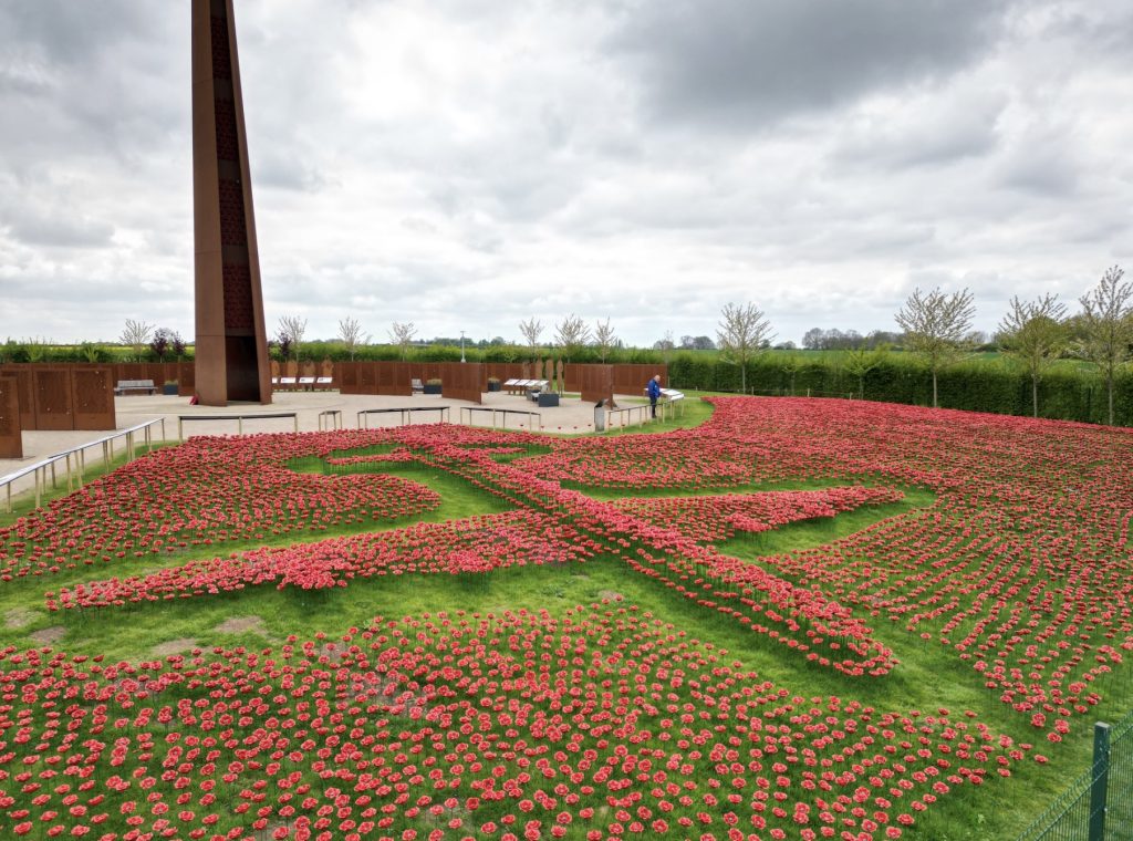 Drone Captures Majestic View of Lancaster Poppy Tribute at International Bomber Command Center 10 Drone Captures Majestic View of Lancaster Poppy Tribute at International Bomber Command Center 2