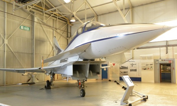 Experimental Aircraft Programme Now On Display At Cosford 10 Built by British Aerospace as the sole example of the Experimental Aircraft Programme technology demonstrator, as part of the development of a new agile air superiority fighter, which eventually appeared as the Eurofighter Typhoon, (which first flew as the European Fighter aircraft (EFA) in March 1994).
